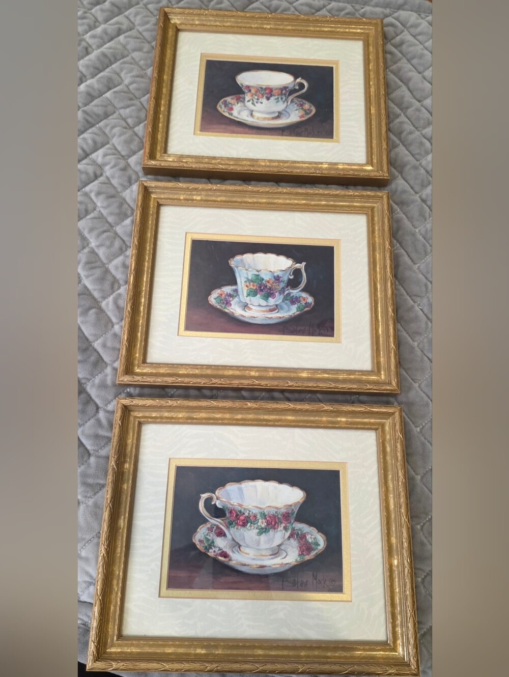 Set Of 3 Barbara Mock Tea Cups Art Prints Framed